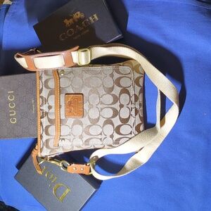 Authentic Signature Coach Brown and Tan Crossbody Bag NOW ONLY $65